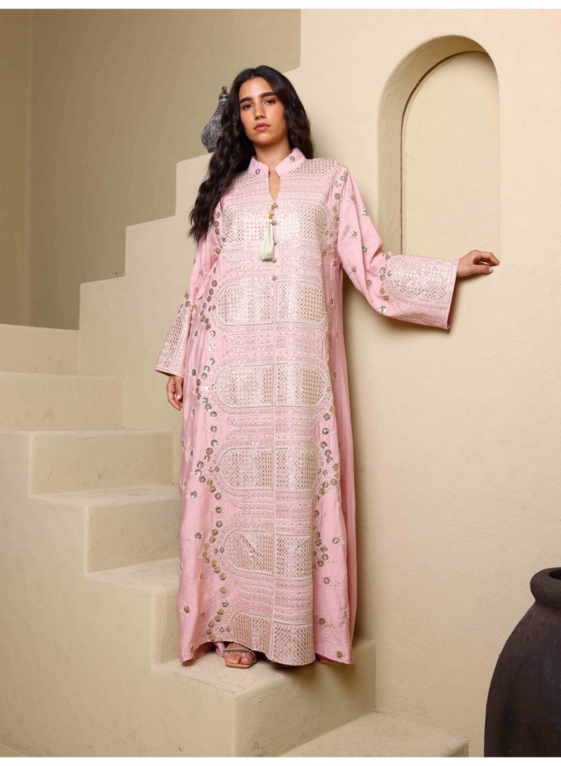 IKKXA Riwaq Jalabiya IK7002 Pink - Image 1